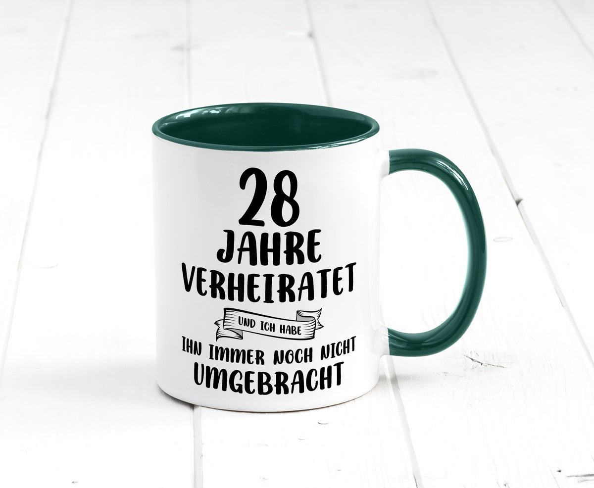 28 Jahre Verheiratet, immer noch am Leben! Geschenkidee Humor Tasse