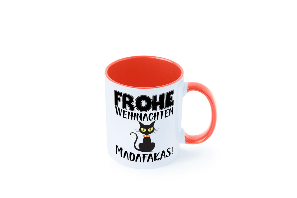 Frohe Weihnachten Madafakas! | Katze Tasse Vintage lustiger Spruch Geschenk