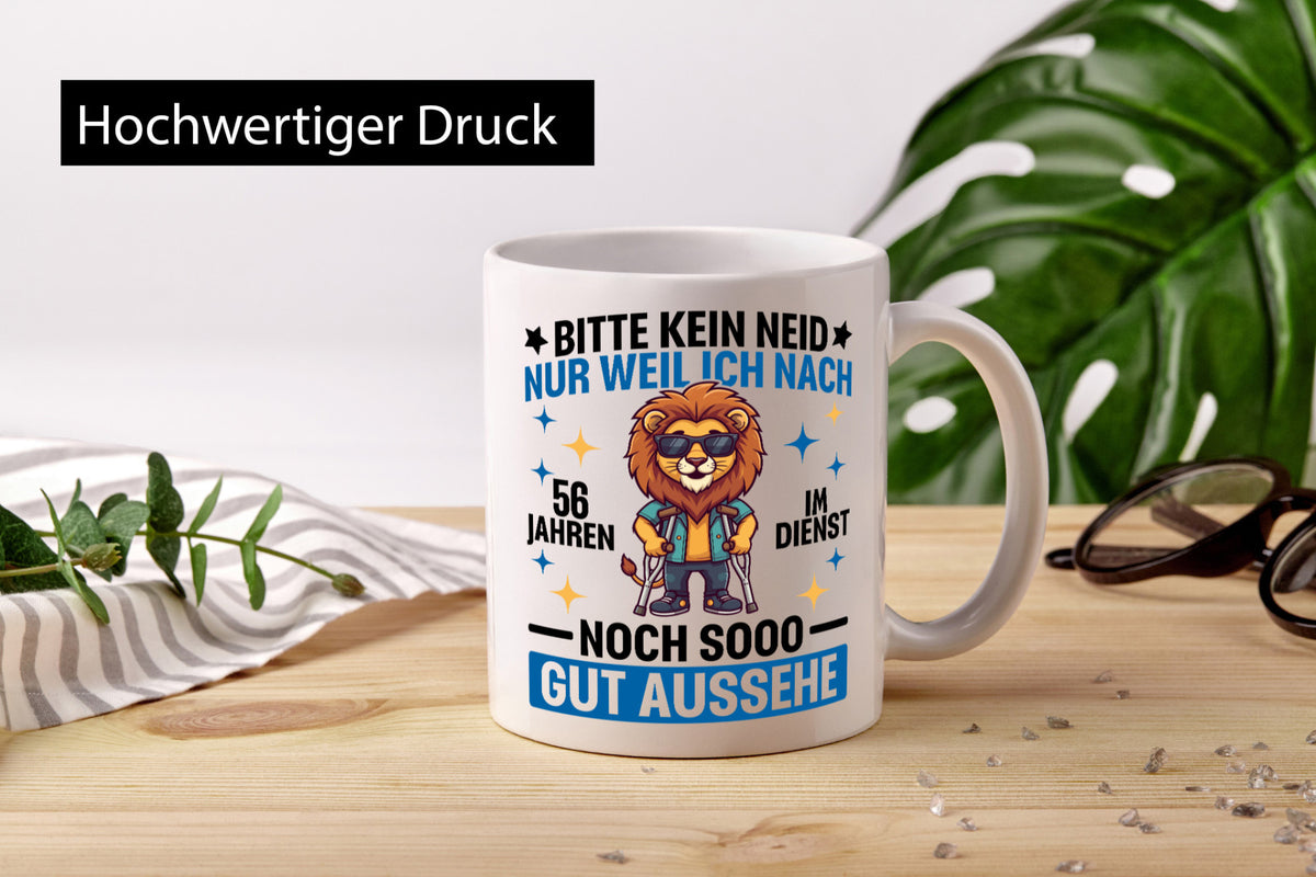 56 Jahre im Dienst | Arbeitsjubiläum Arbeit Geschenk Kollegen Büro lustiger Tasse