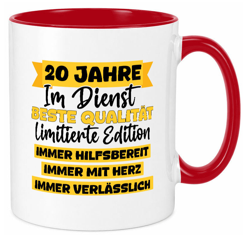 20 Jahre im Dienst | Jubiläum Arbeit v8 Geschenkidee Kollegen Büro Humor Tasse