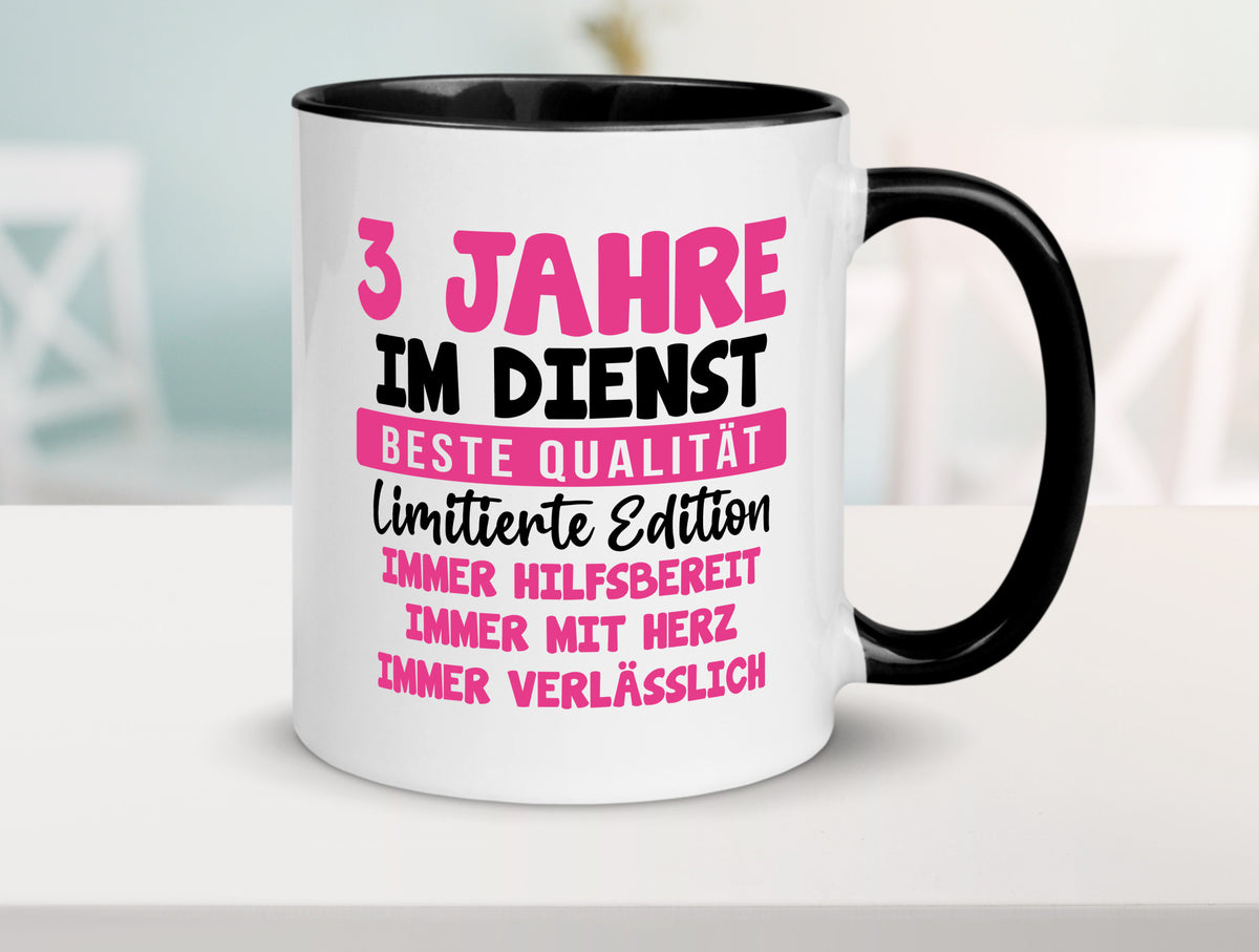 3 Jahre im Dienst | Jubiläum Arbeit v10 lustiger Spruch Geschenk Kollegen Büro Tasse