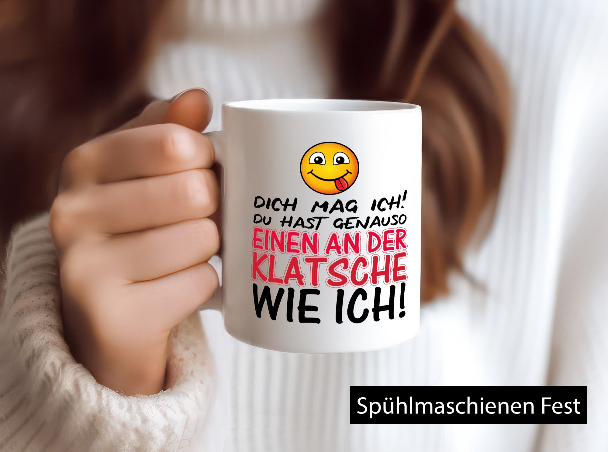 Einen an der Klatsche lustig Humor Geschenkidee Geschenk Tasse