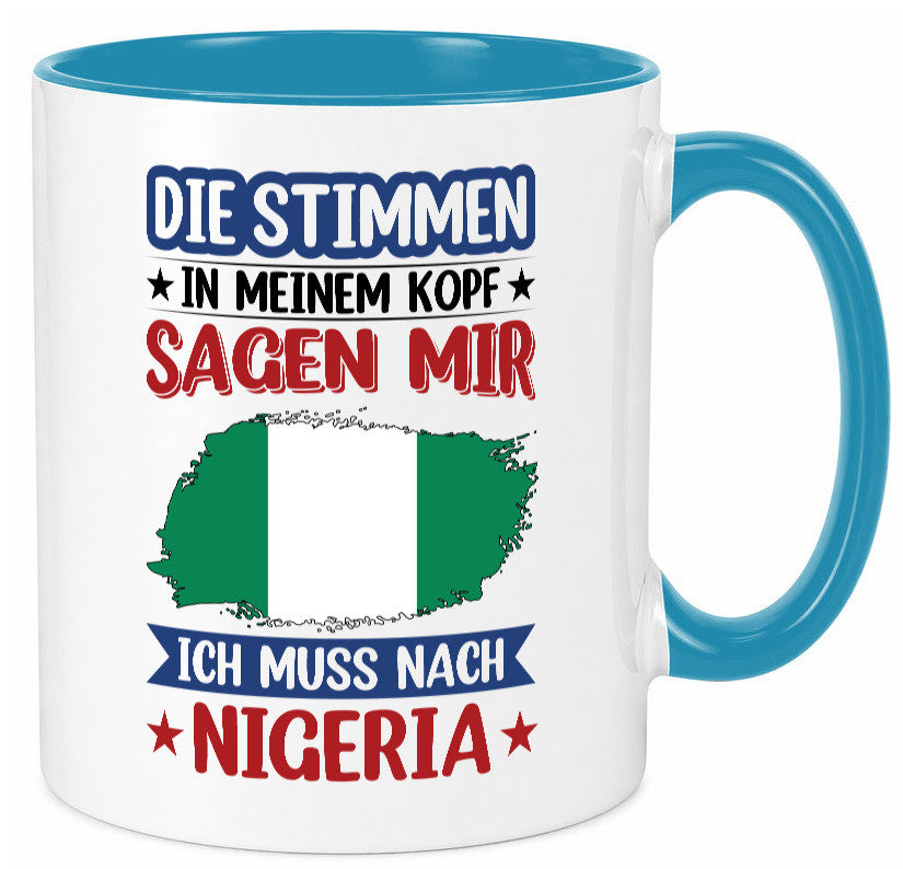 Nigeria | Urlaub Stimmen in meinem Kopf Traumland Geschenk Humor Geschenkidee Tasse
