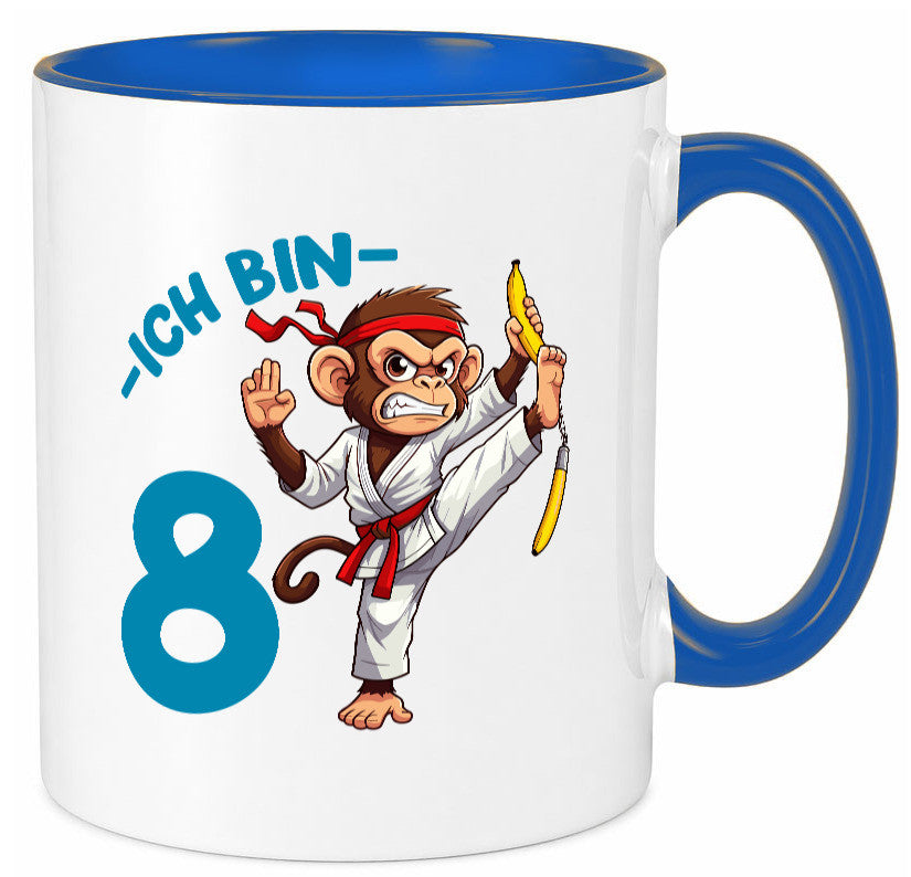 Ich bin 8 | 8. Geburtstag Karate Kampfsport Affe lustiger Spruch Geschenk Tasse