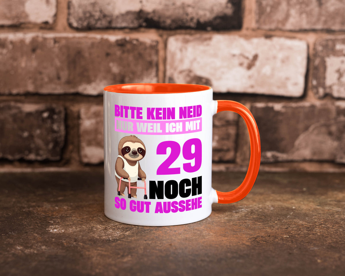 29. Geburtstag | Bitte kein neid Faultier 29 Jahre Humor Geschenkidee Tasse