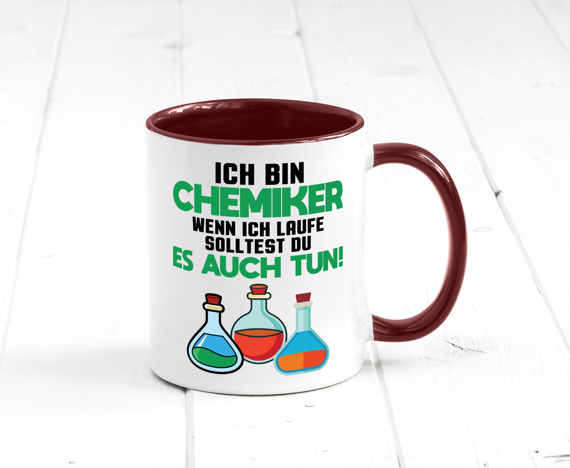 Ich bin chemiker wnen laufe solltest du es auch tun Humor Geschenkidee Tasse