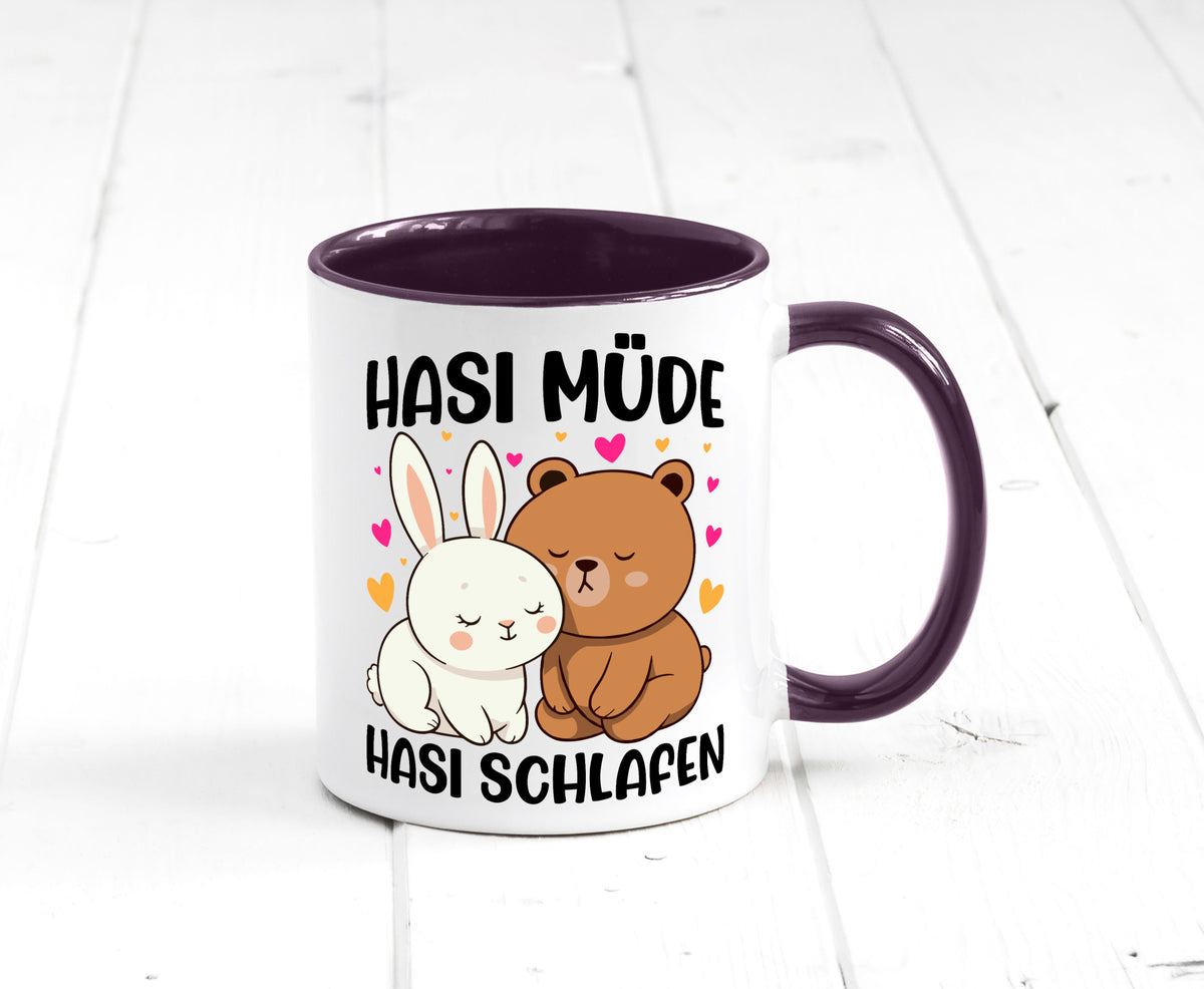 Hasi Müde | schlafen Kaninchen Häschen v2 lustiger Spruch Geschenk Humor Tasse