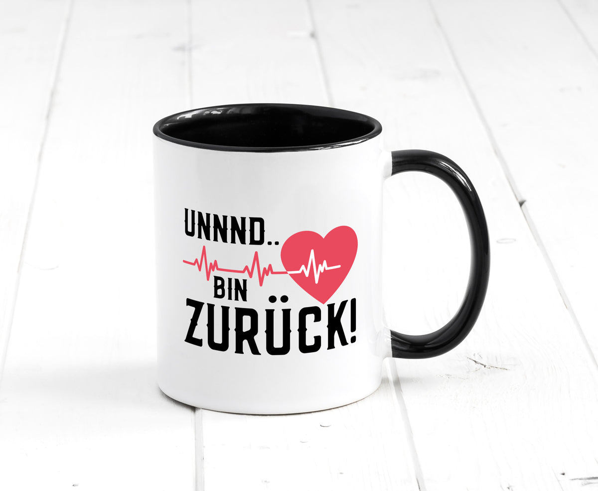 Bin zurück | Herzschlag Reanimation Puls Arzt Klinik Geschenk Humor Tasse