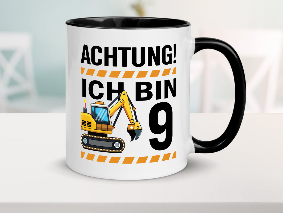 9 Geburtstag Ich bin | Bagger Junge lustiger Spruch Geschenk Geschenkidee Tasse