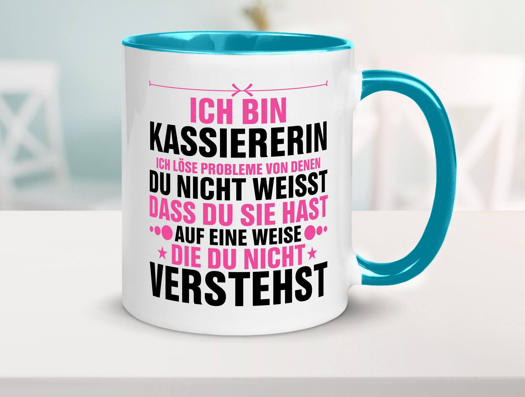 Löse Probleme: Kassiererin v2 lustiger Spruch Geschenk Humor Geschenkidee Tasse