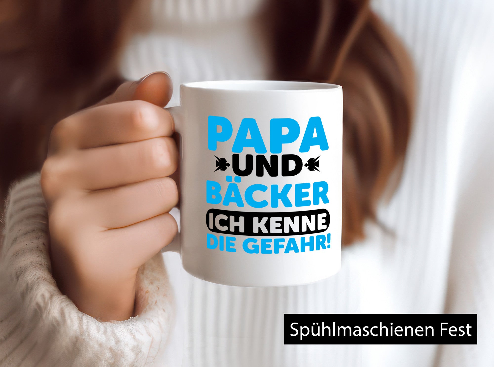 Papa und Bäcker ich kenne die Gefahr | Vatertag Geschenkidee Familie Humor Tasse