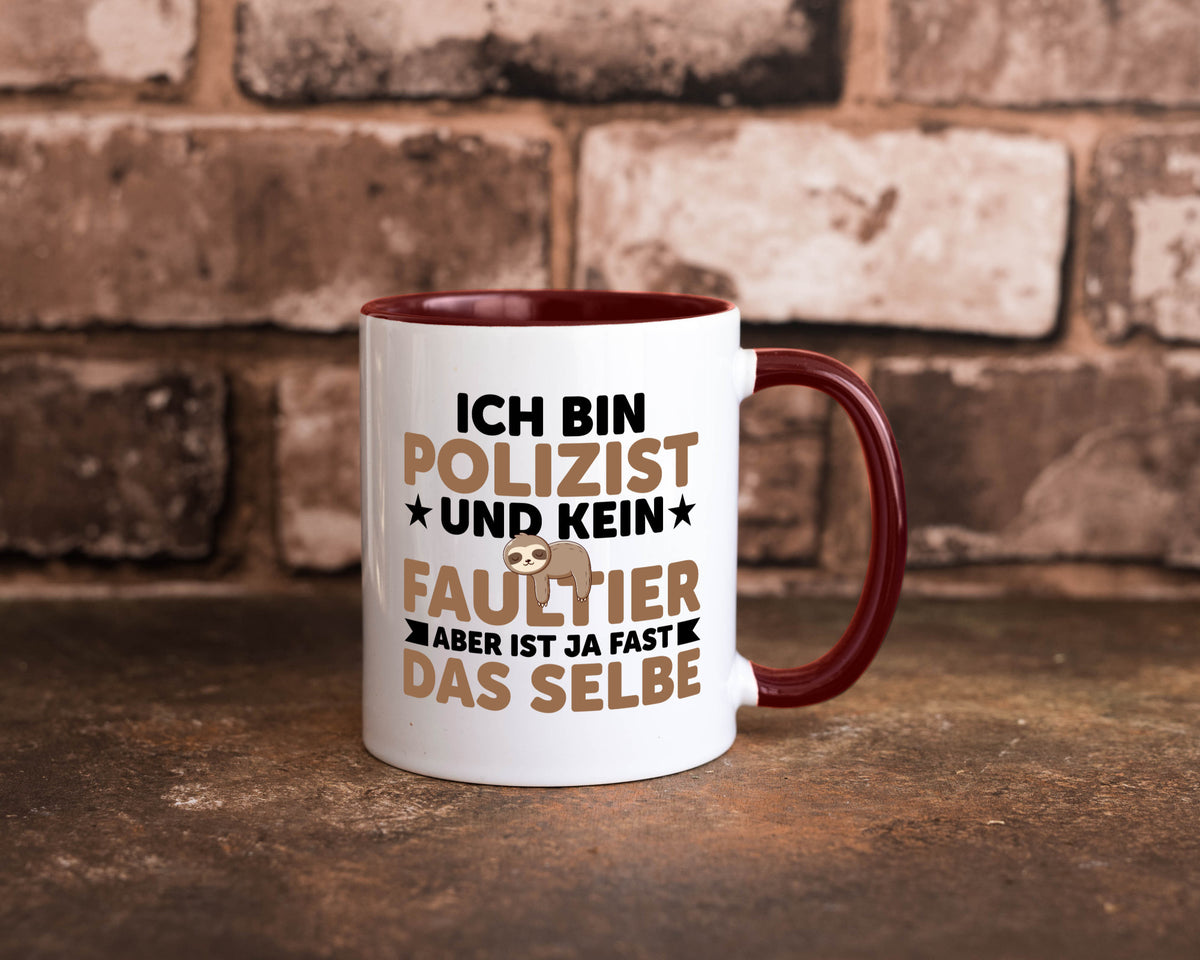 Ich bin kein Faultier: Polizist | Polizei v2 lustig Tierliebhaber Humor Tasse