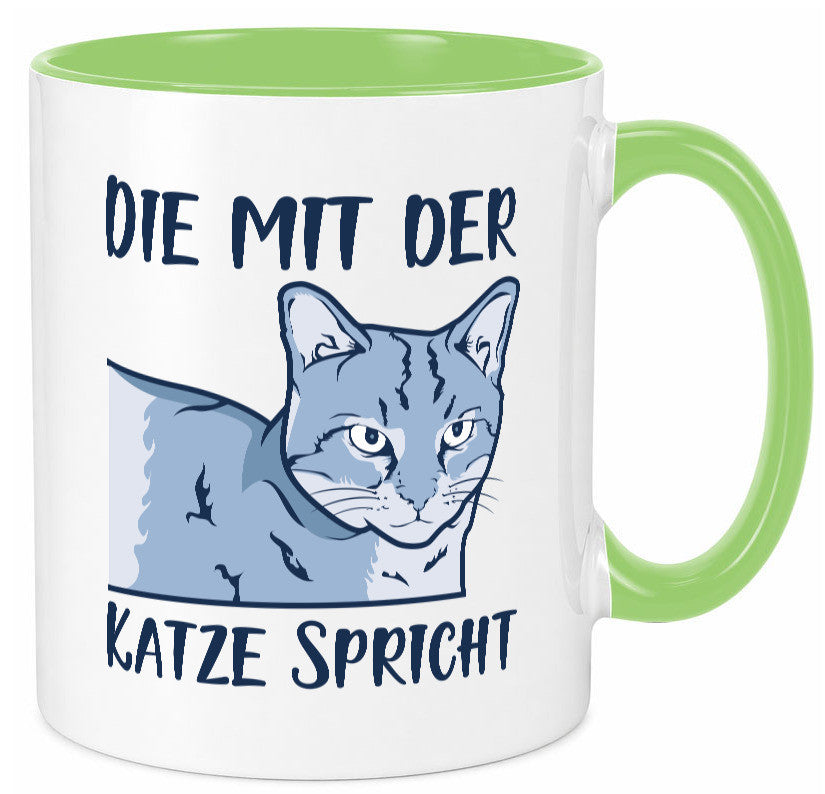 Die mit der Katze spricht | Humor Tierliebhaber Geschenkidee Tasse