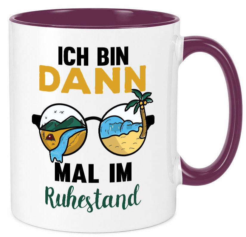 Bin dann mal im Ruhestand | Sonnenbrille Palme Meer lustig Jubiläum Geschenk Tasse
