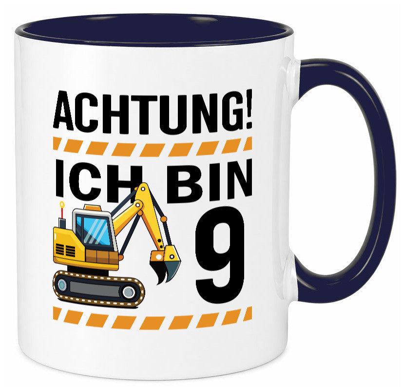 9 Geburtstag Ich bin | Bagger Junge lustiger Spruch Geschenk Geschenkidee Tasse