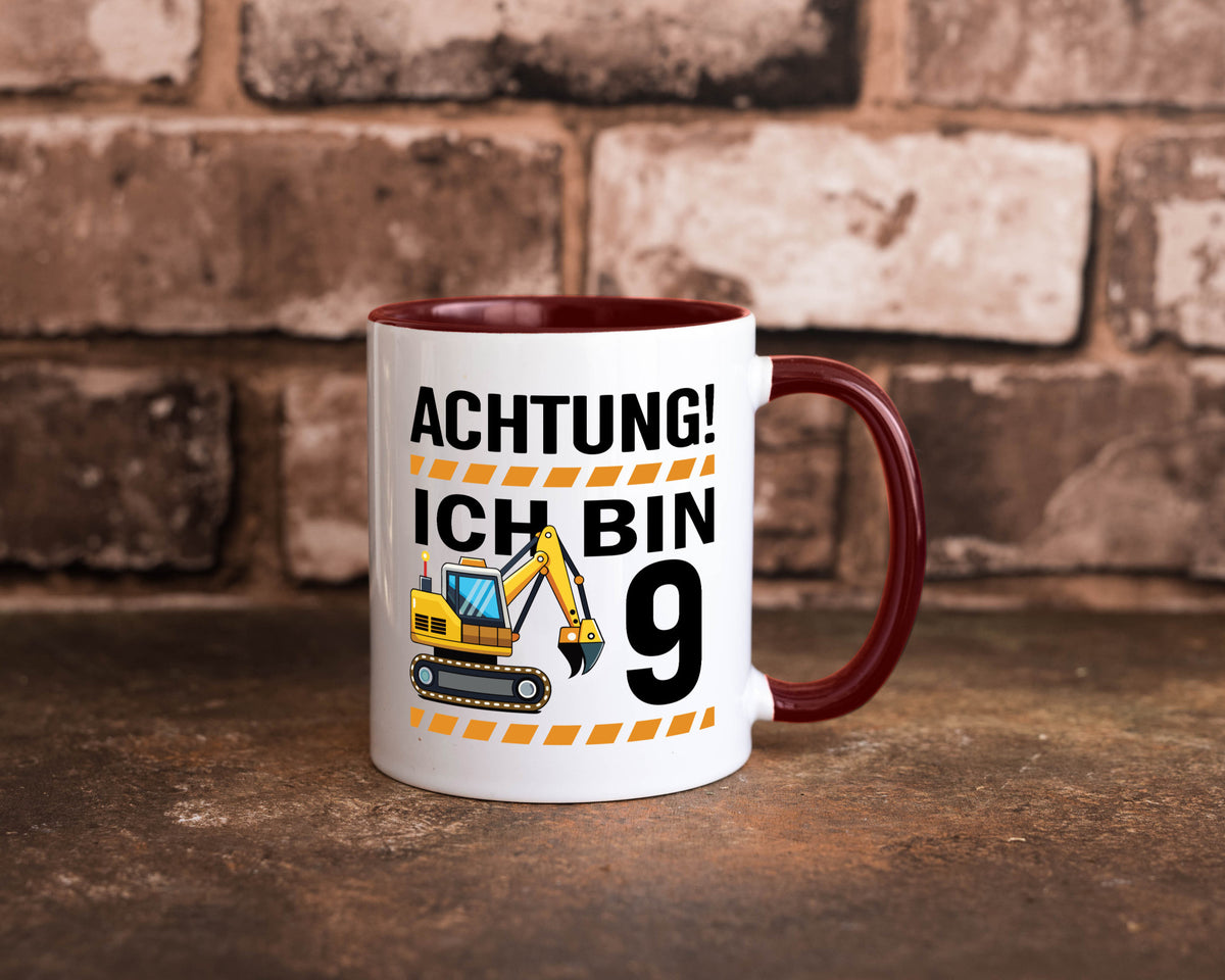 9 Geburtstag Ich bin | Bagger Junge lustiger Spruch Geschenk Geschenkidee Tasse