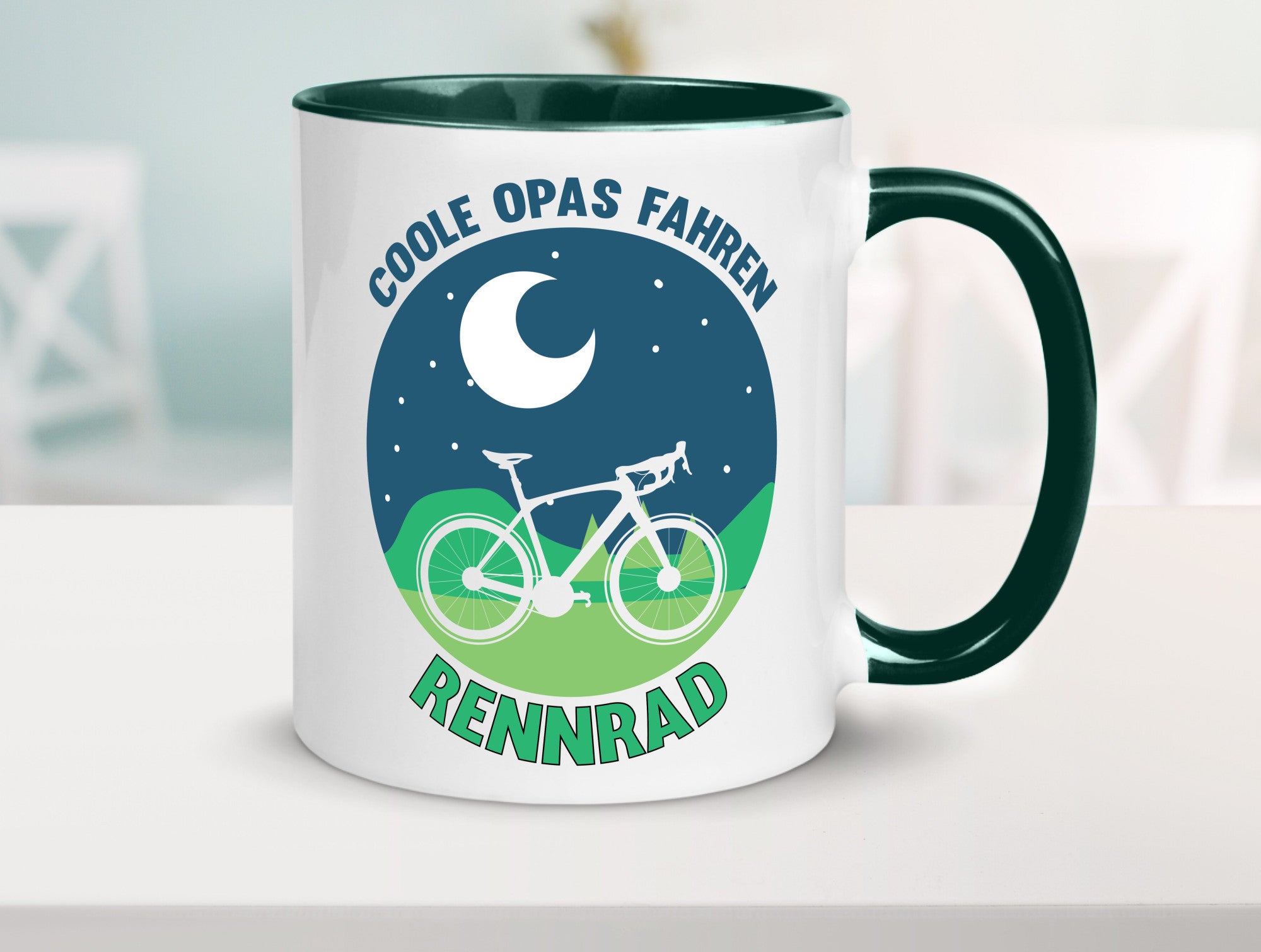 Coole Opas fahren Rennrad | Mond Landschaft Geschenk Familie Geschenkidee
