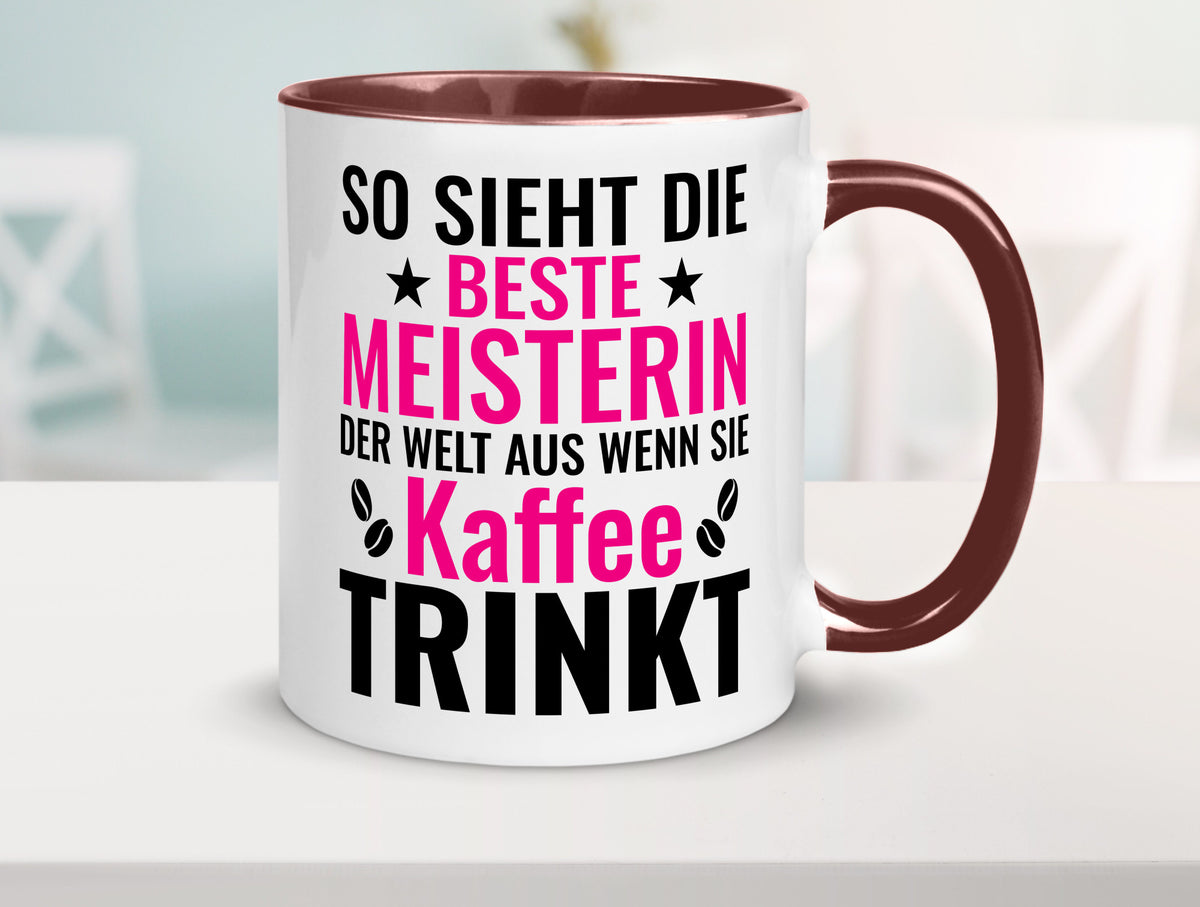Kaffee trinkt: Meisterin | Meisterbrief Humor Geschenkidee Tasse