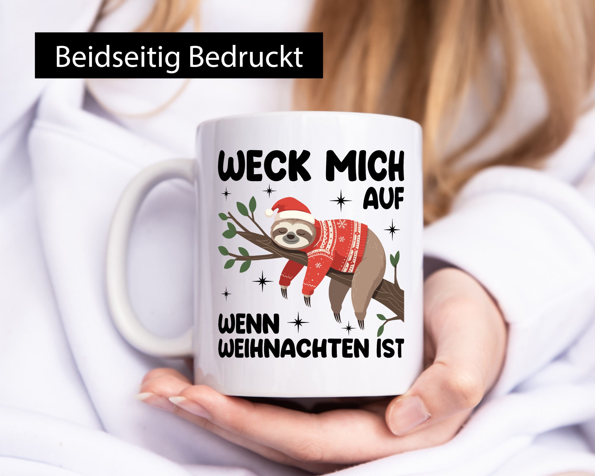 Weck mich auf wenn Weihnachten ist | v2 Humor Geschenkidee Tasse