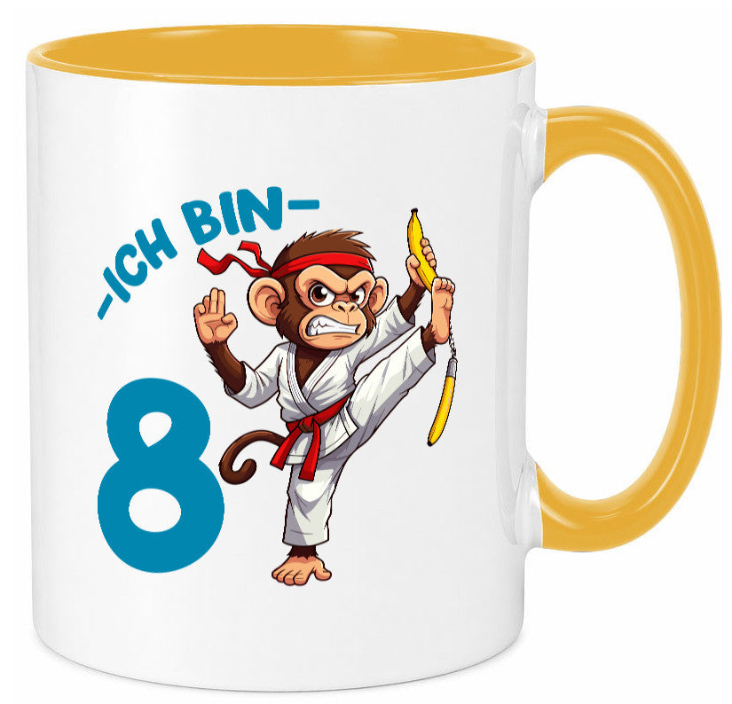 Ich bin 8 | 8. Geburtstag Karate Kampfsport Affe lustiger Spruch Geschenk Tasse