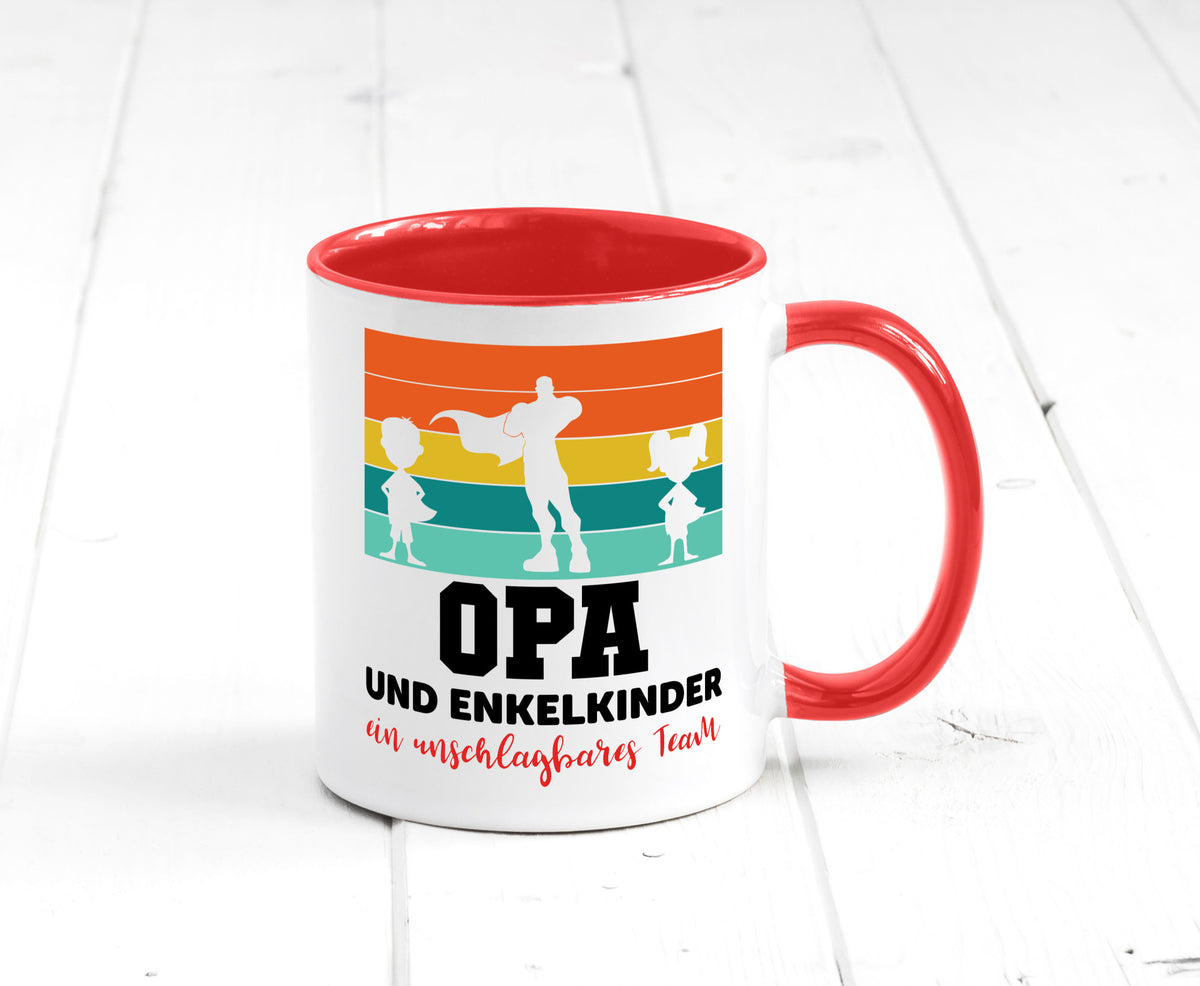 Opa und Enkelkinder ein unschlagbares Team Geschenkidee Familie Humor Tasse