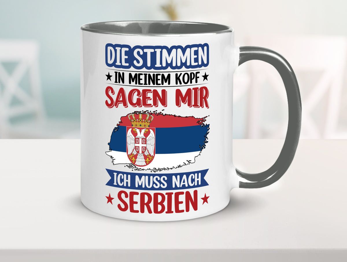 Serbien | Urlaub Stimmen in meinem Kopf Traumland v2 Geschenk Humor Tasse