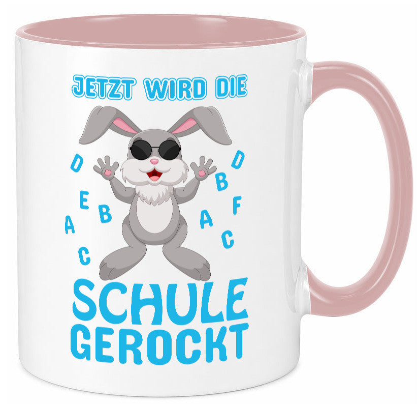 Schule wird gerockt | Schulbeginn Tasse cooler Hase lustiger Spruch Geschenk