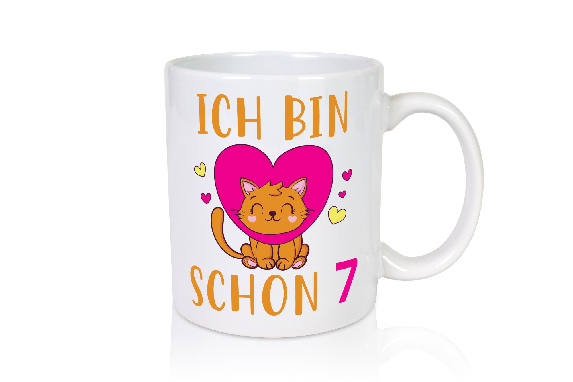 Ich bin schon 7 | Katze Herzchen Geschenkidee Tierliebhaber Humor Tasse