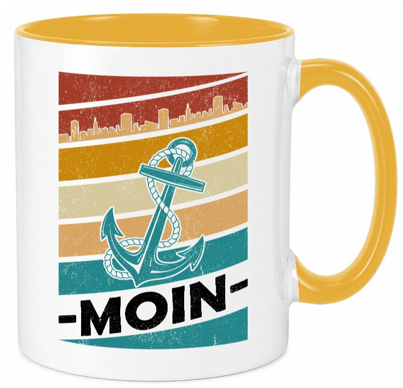 Moin | Kapitän Hafen Anker See Meer Segeln v2 Geschenk Humor Geschenkidee Tasse