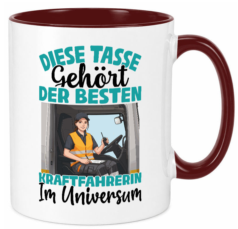 Im Universum: Kraftfahrerin | Lastwagen LKW lustig Humor Geschenkidee Geschenk Tasse