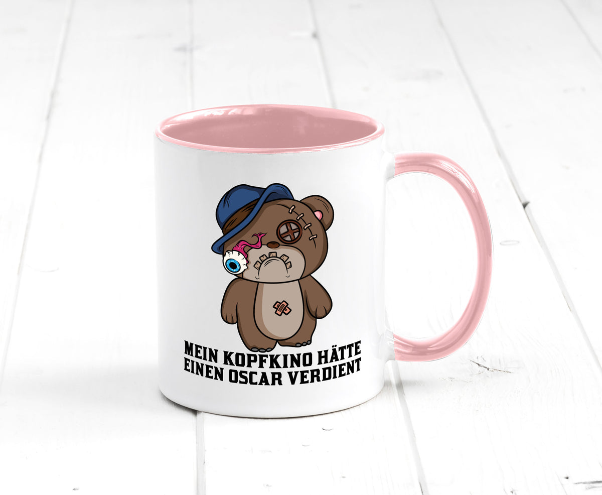 Mein Kopfkino hätte Oscar verdient | kaputter Bär Comic lustiger Spruch Tasse
