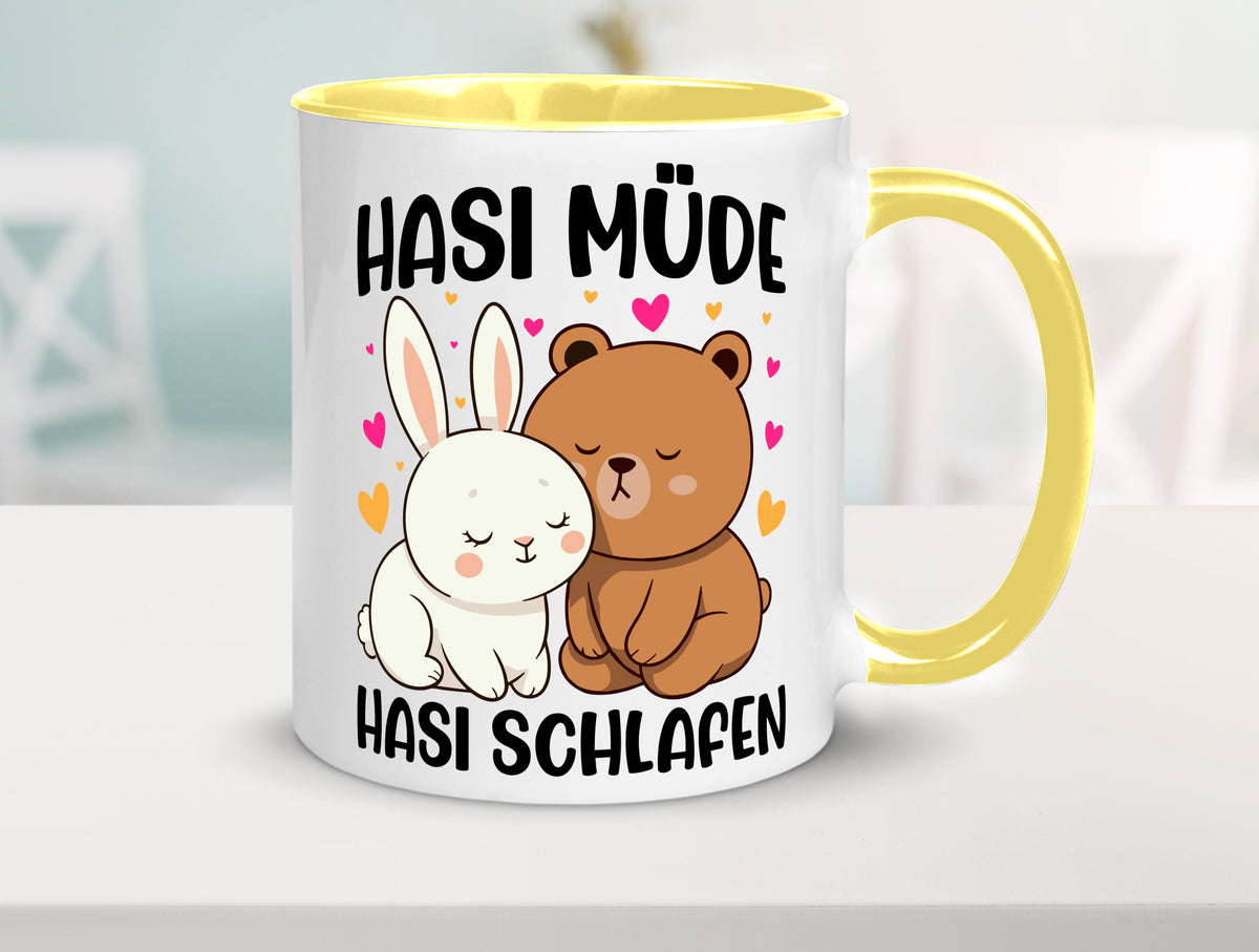 Hasi Müde | schlafen Kaninchen Häschen v2 lustiger Spruch Geschenk Humor Tasse