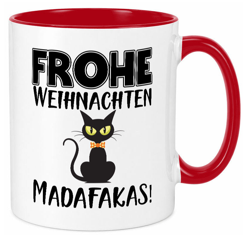 Frohe Weihnachten Madafakas! | Katze Tasse Vintage lustiger Spruch Geschenk