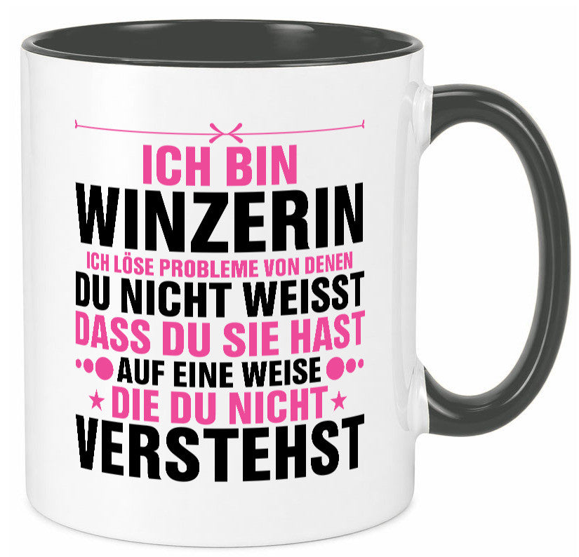 Löse Probleme: Winzerin | Weinbauer Wein Humor Geschenkidee Tasse