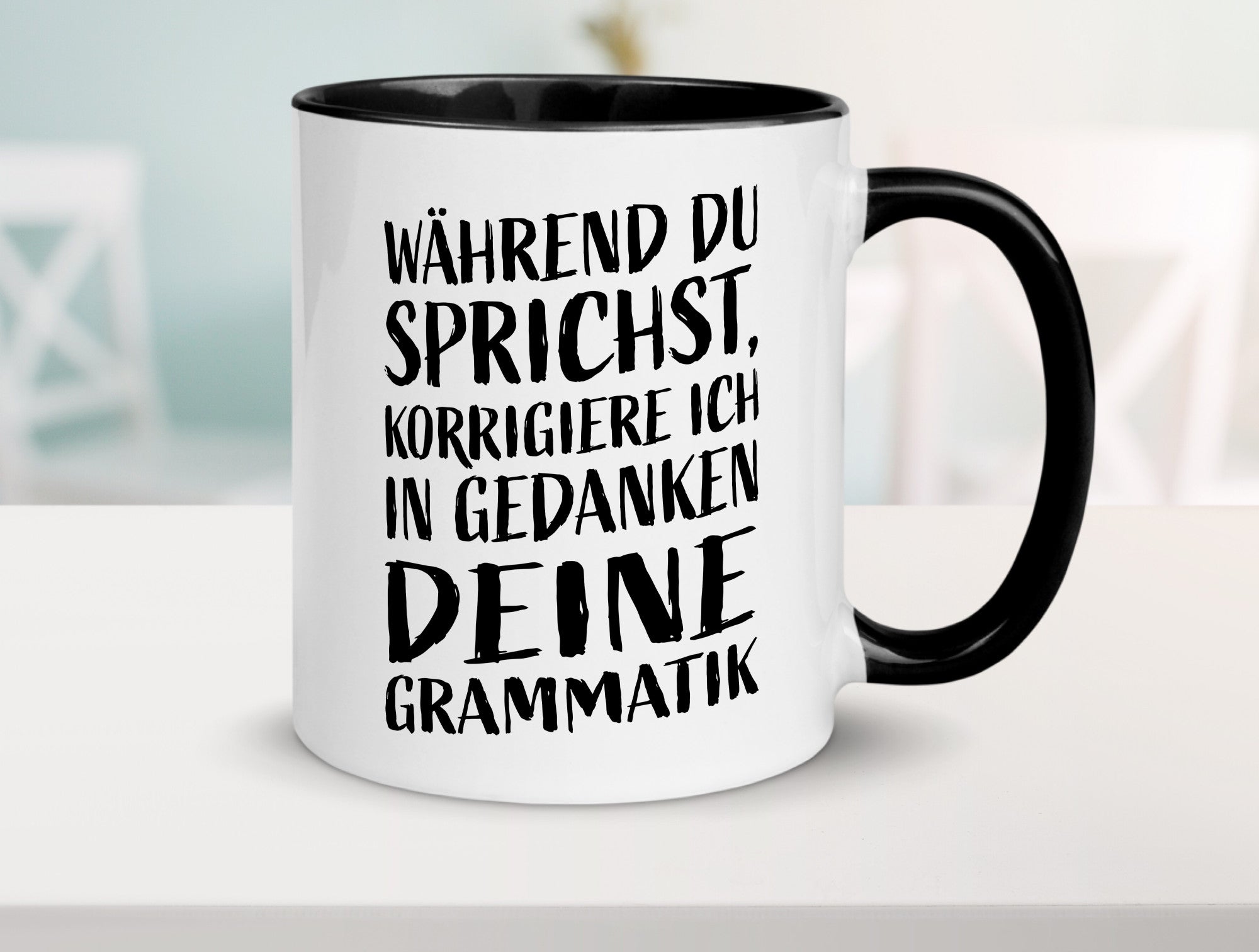 Während du sprichst, Grammatik korrigieren lustiger Spruch Geschenk Humor