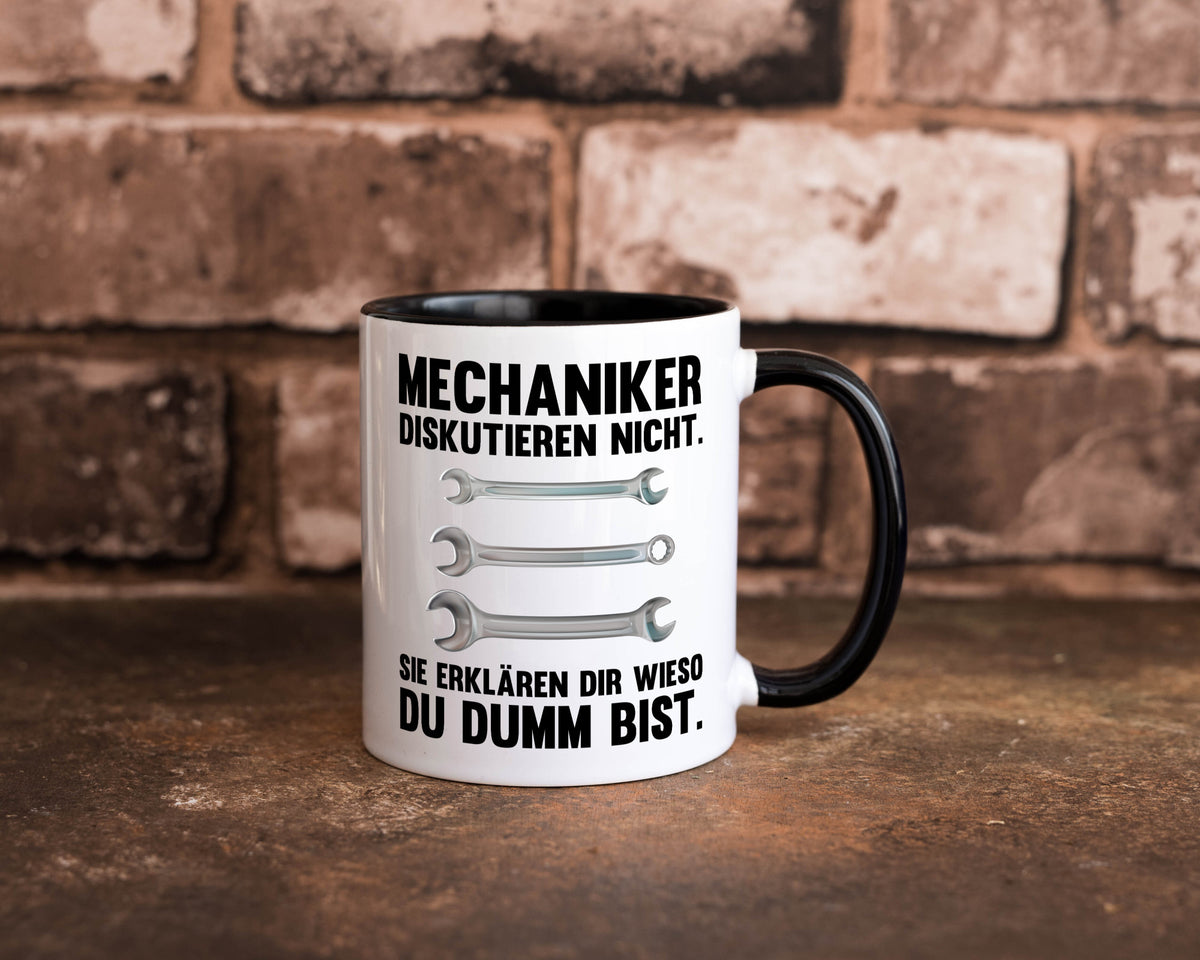 Mechaniker Diskutieren nicht sie erklären nur wieso Geschenkidee Tierliebhaber Tasse