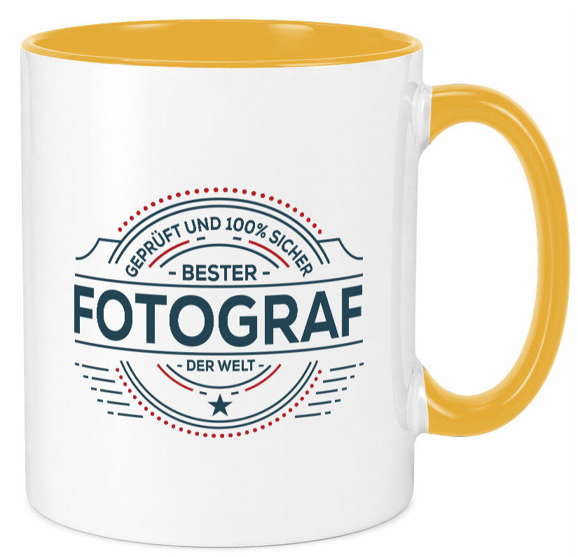 Geprüft und sicher: Fotograf | Fotografie Kamera Humor Geschenkidee Tasse