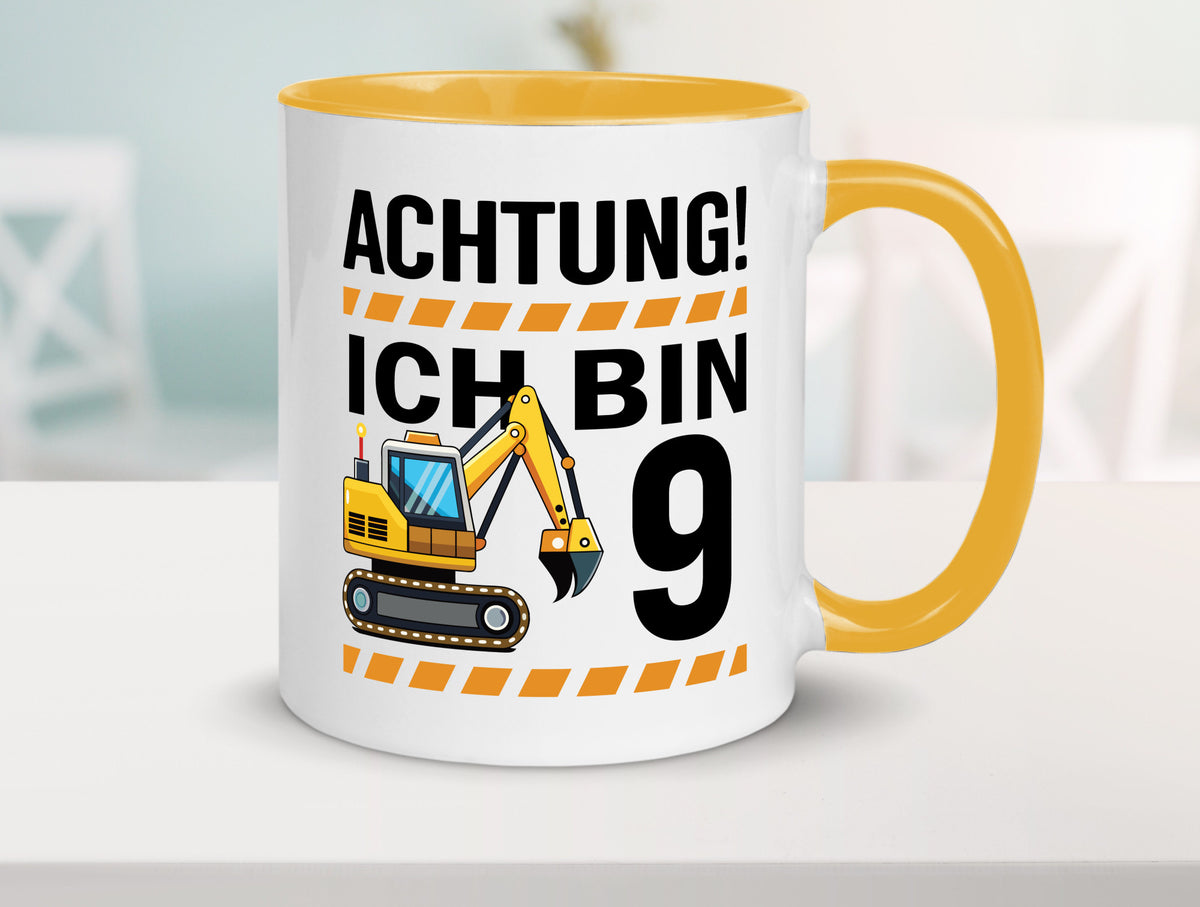 9 Geburtstag Ich bin | Bagger Junge lustiger Spruch Geschenk Geschenkidee Tasse