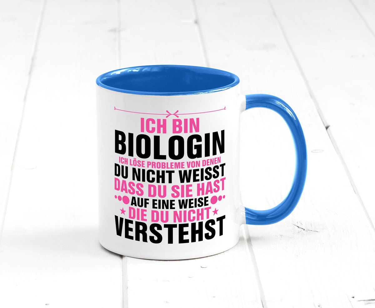 Löse Probleme: Biologin | Biologie Naturforscherin lustig Humor Geschenkidee Tasse