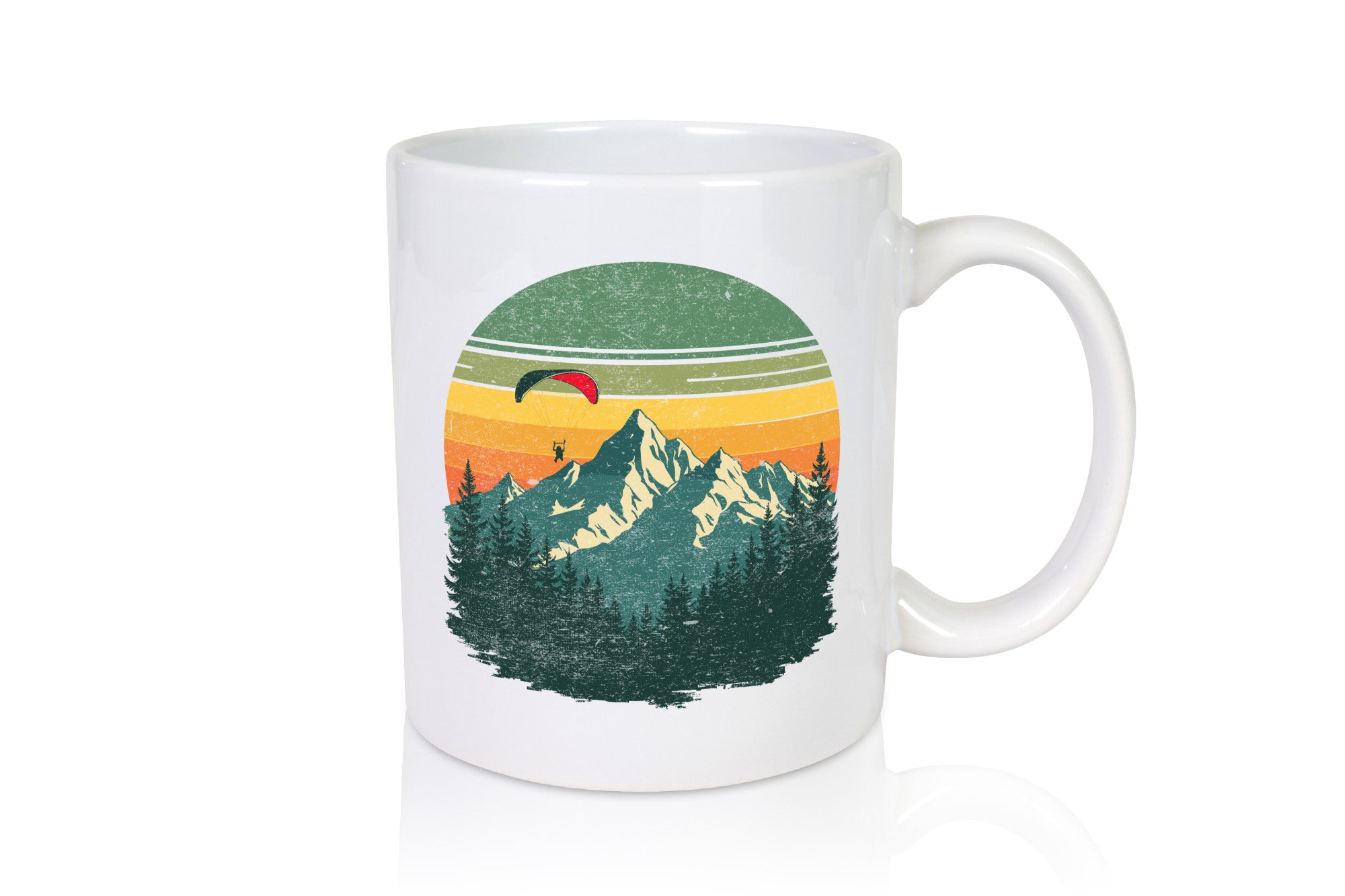 Retro Fleitschirmfliegen über die Berge v2 lustiger Spruch Geschenk Humor