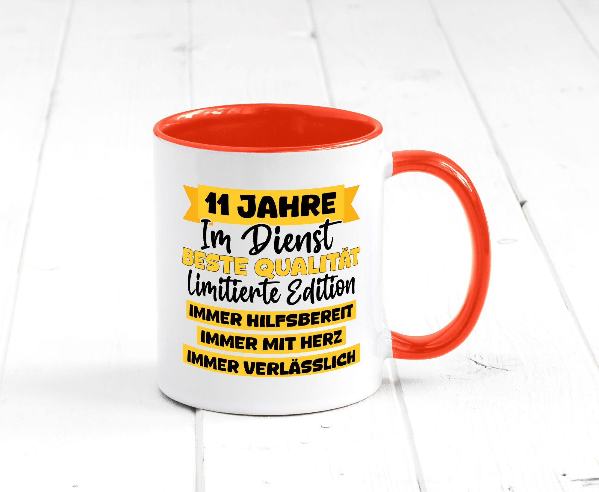 11 Jahre im Dienst | Jubiläum Arbeit v8 Humor Kollegen Büro Geschenkidee Tasse