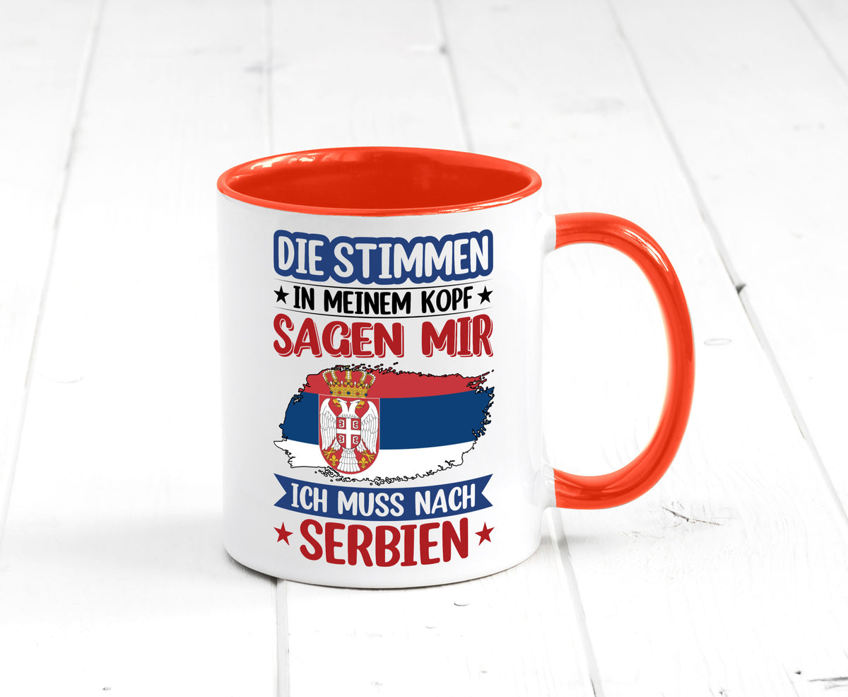 Serbien | Urlaub Stimmen in meinem Kopf Traumland v2 Geschenk Humor Tasse