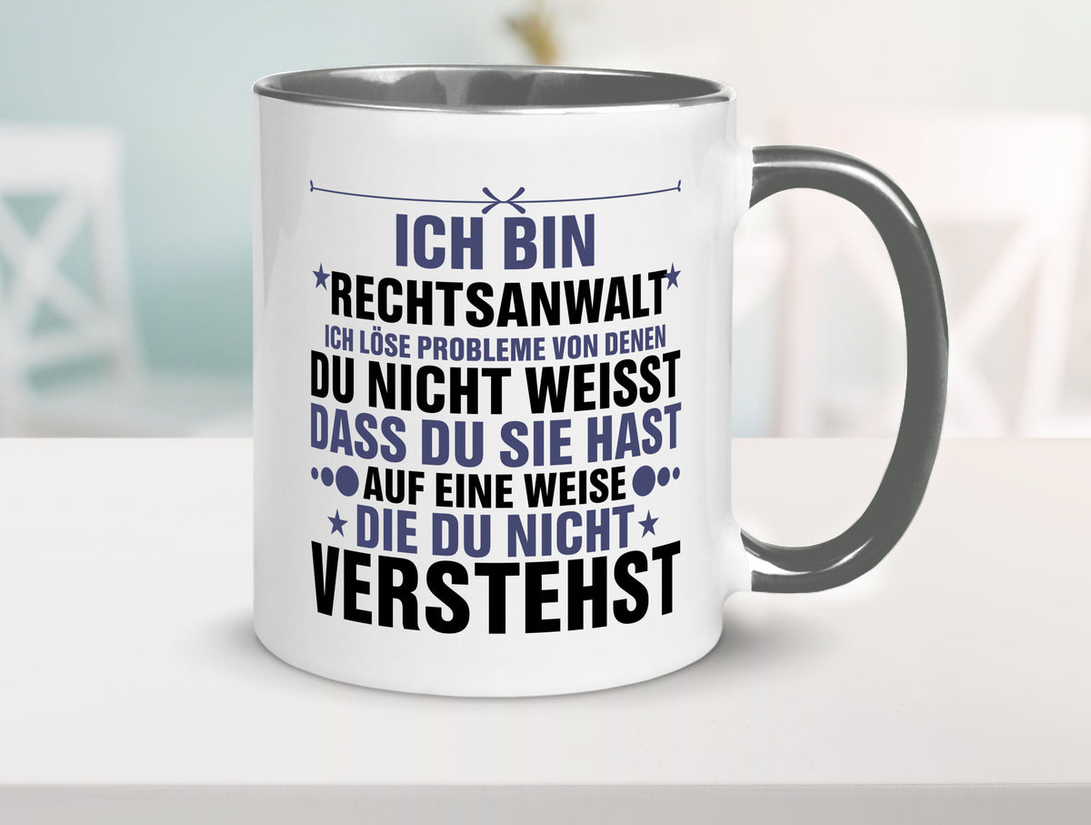Löse Probleme: Rechtsanwalt | Anwalt Jurist v2 lustig Humor Geschenkidee Tasse