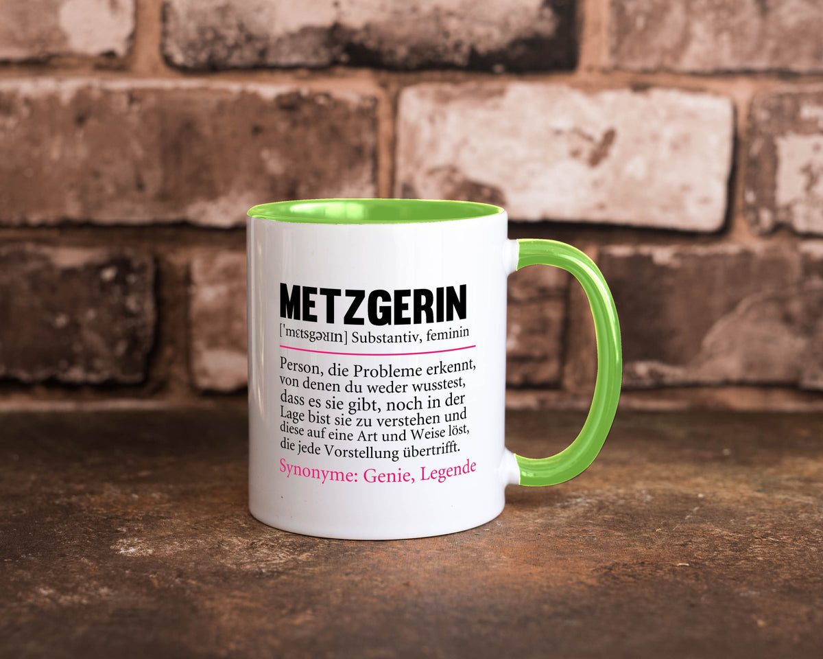 Metzgerin | lustig Fleischerin Humor v2 lustiger Spruch Geschenk Geschenkidee Tasse