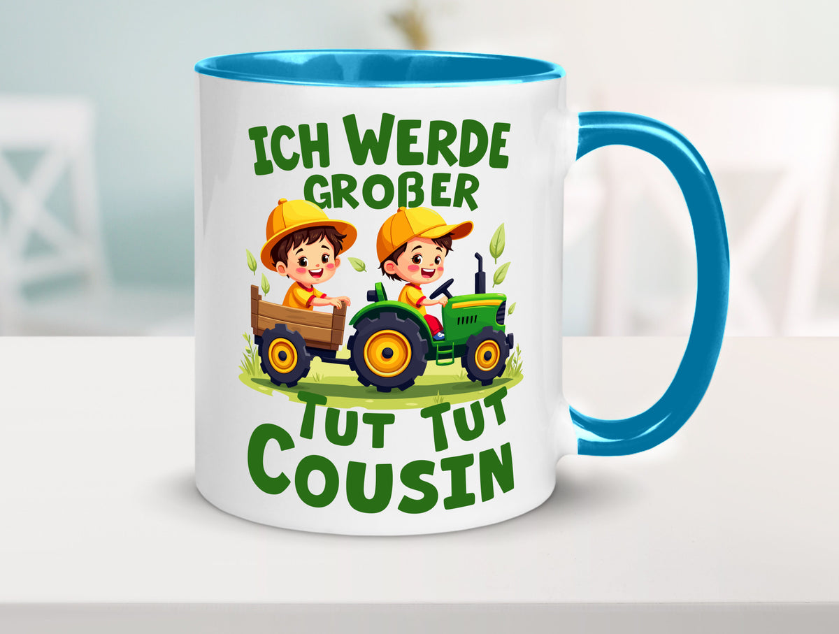 Ich werde Großer Cousin | Familie Bauer lustiger Spruch Geschenk Geschenkidee Tasse