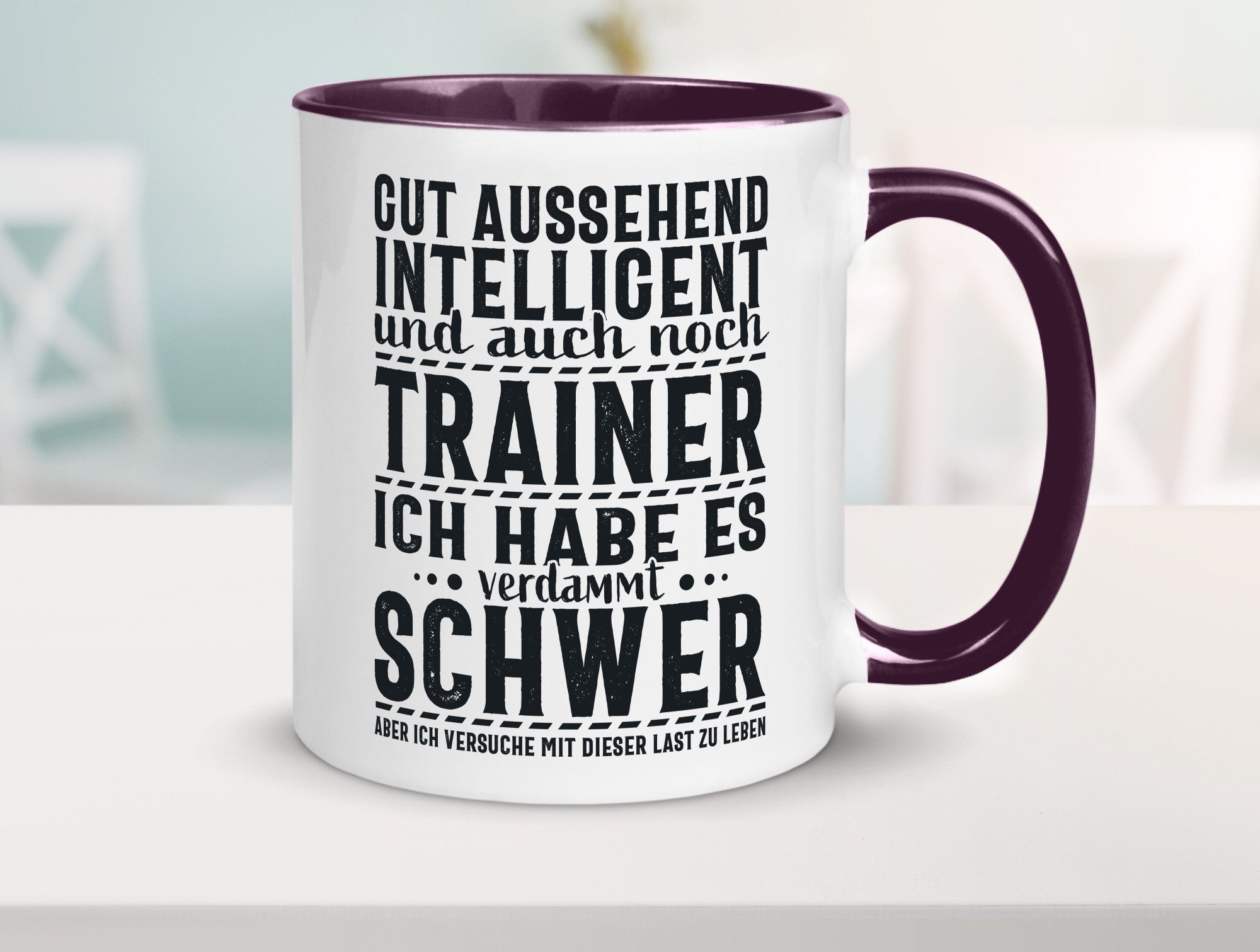 Gut aussehender Trainer |gestrichelte Linie | Punkte lustiger Spruch Geschenk