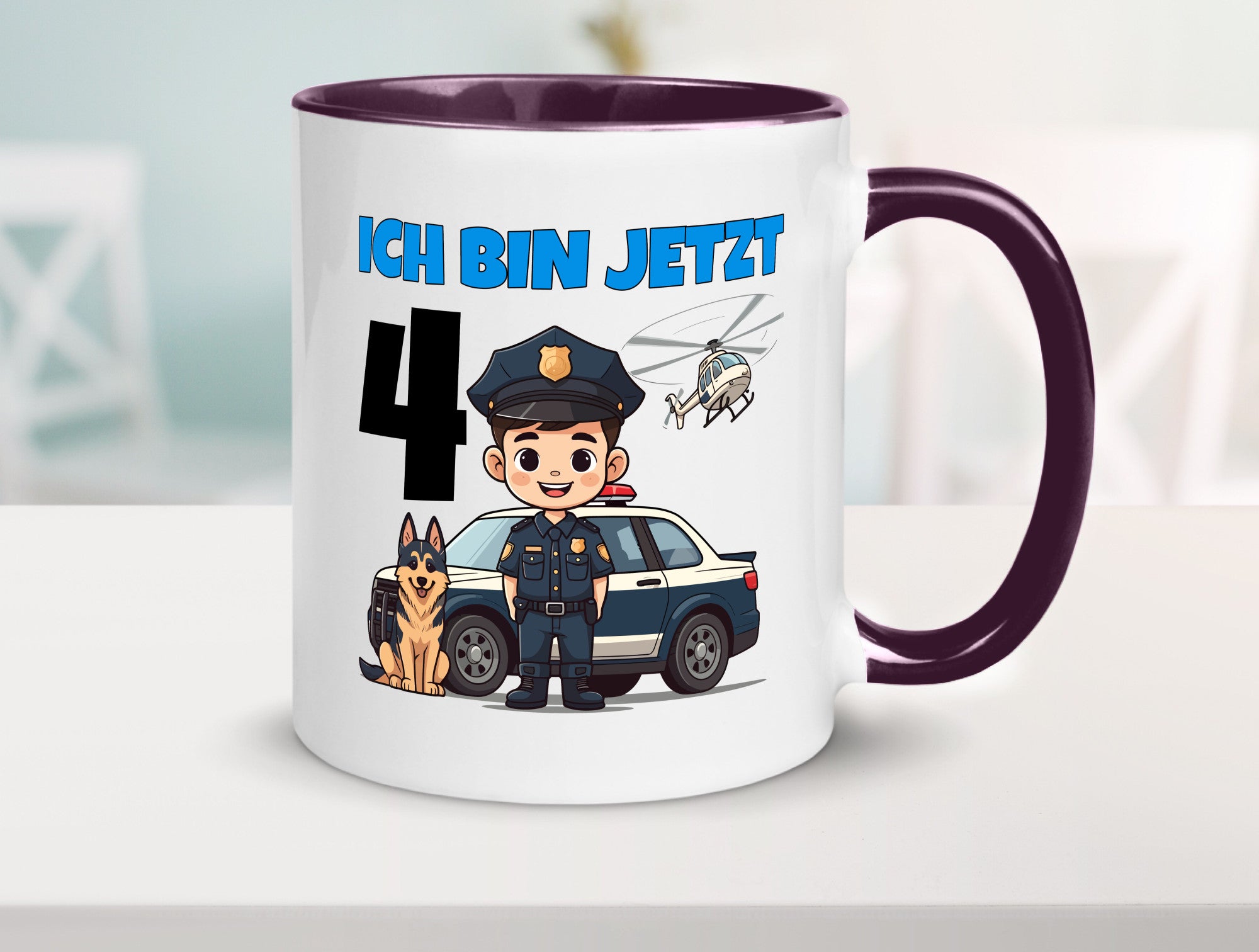 4. Geburtstag | 4 Jahre Polizei Kind Polizeiauto Humor Geschenkidee Tasse