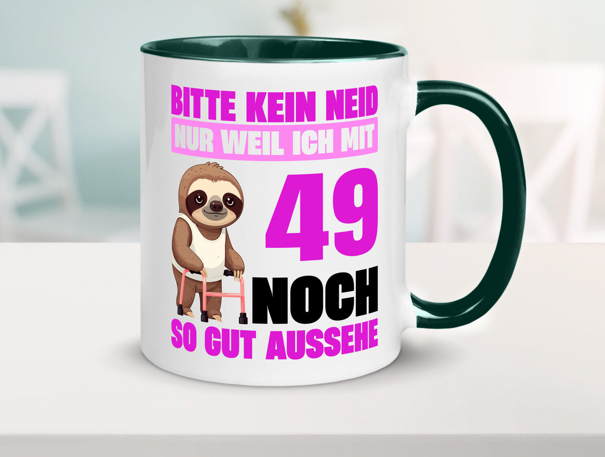 49. Geburtstag | Bitte kein neid Faultier 49 Jahre Humor Geschenkidee Tasse