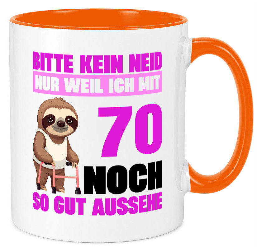 70. Geburtstag | Bitte kein neid Faultier 70 Jahre v2 Humor Geschenkidee Tasse