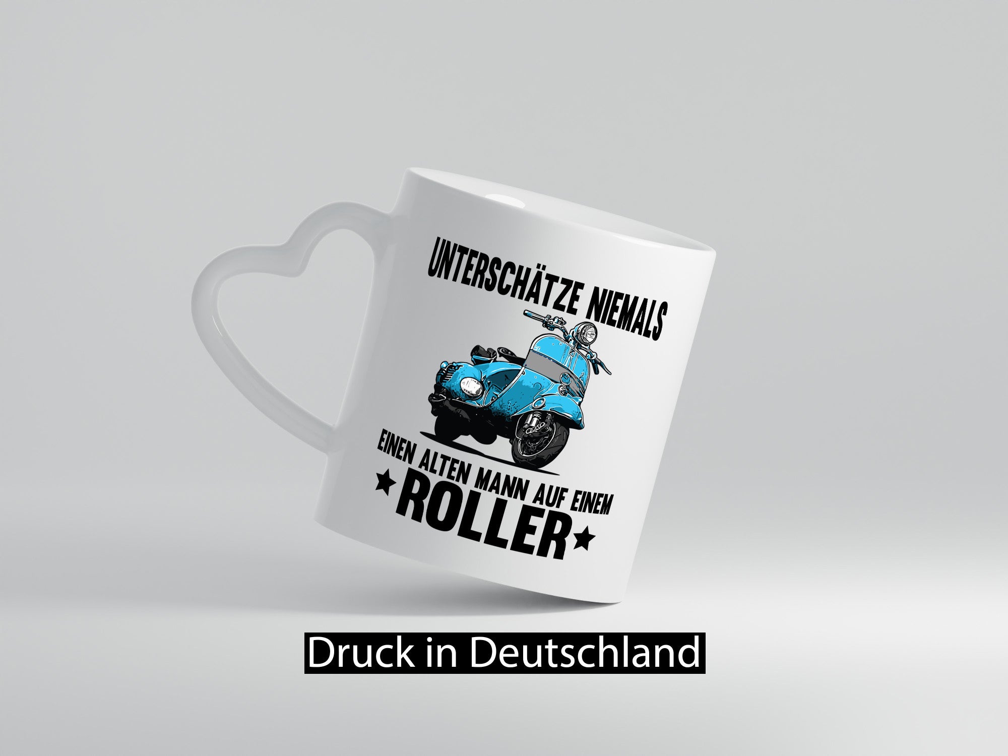 Unterschätze niemals einen alten mann auf einem Roller Humor Geschenkidee Tasse